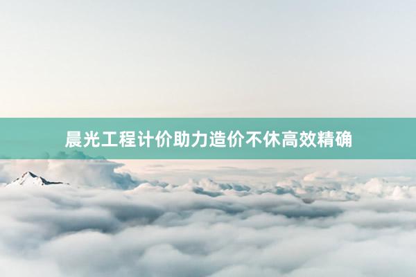 晨光工程计价助力造价不休高效精确